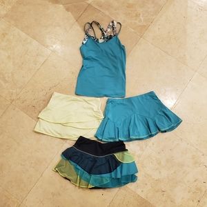 Lucky in Love Tennis Shirt Skirt Set Blue Yellow